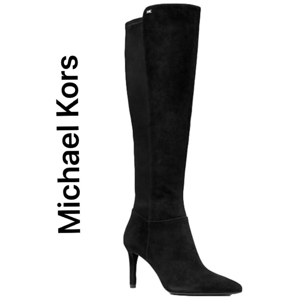 MICHAEL KORS Dorothy Flex Stretch Suede Boot in Rich Black, Size 9